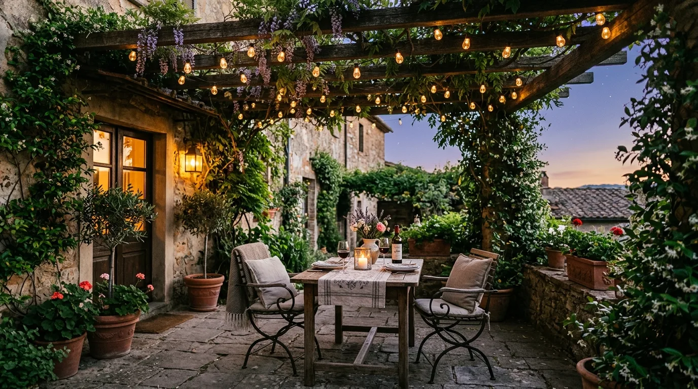 Softly Lit Courtyard Garden